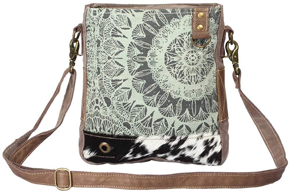 Price:$30.01    Myra Bag Verdant Upcycled Canvas & Cowhide Leather Shoulder Bag S-1209  Clothing