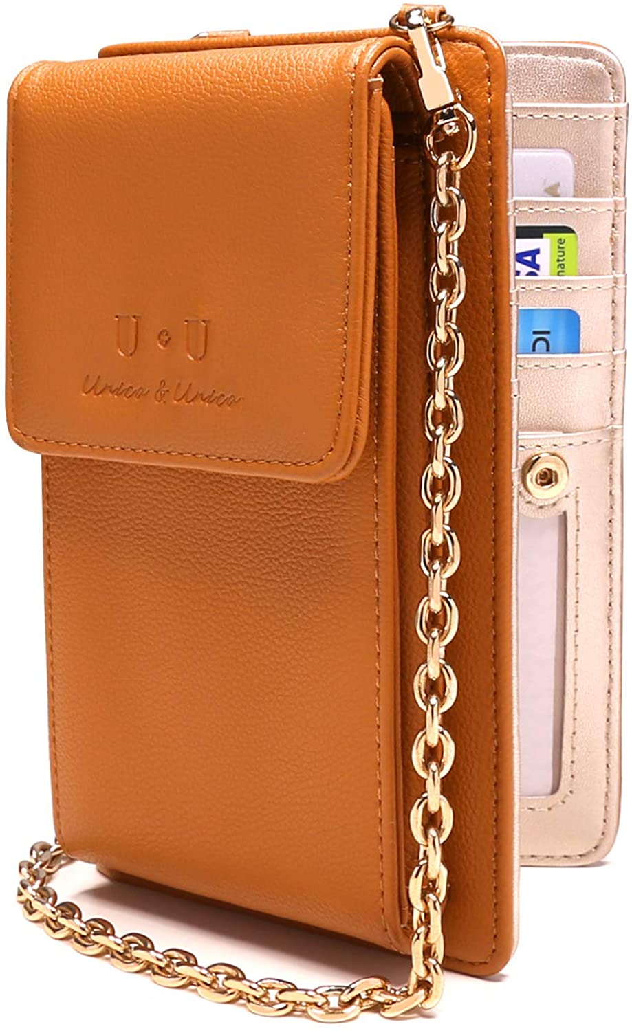 Price:$19.99 Brown Small Crossbody Bag Purse Wallet - U+U (2019 Version) RFID Blocking Leather Shoulder Bag with Chain Strap for Travel  Handbags   