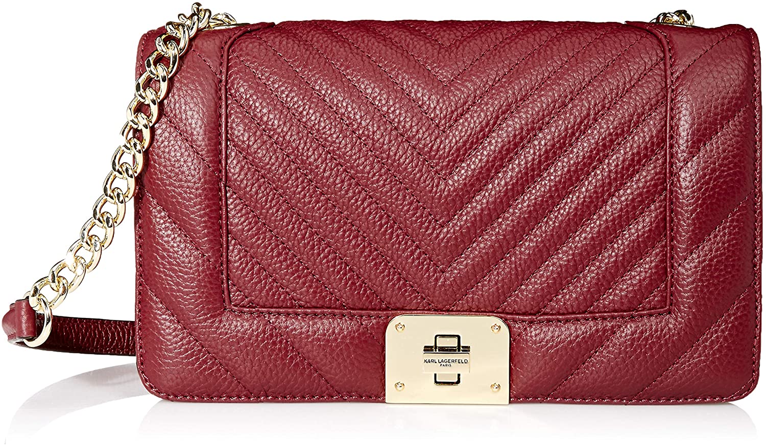 Price:$207.90 Karl Lagerfeld Paris Lara Quilted Shoulder Bag, Merlot  Handbags   