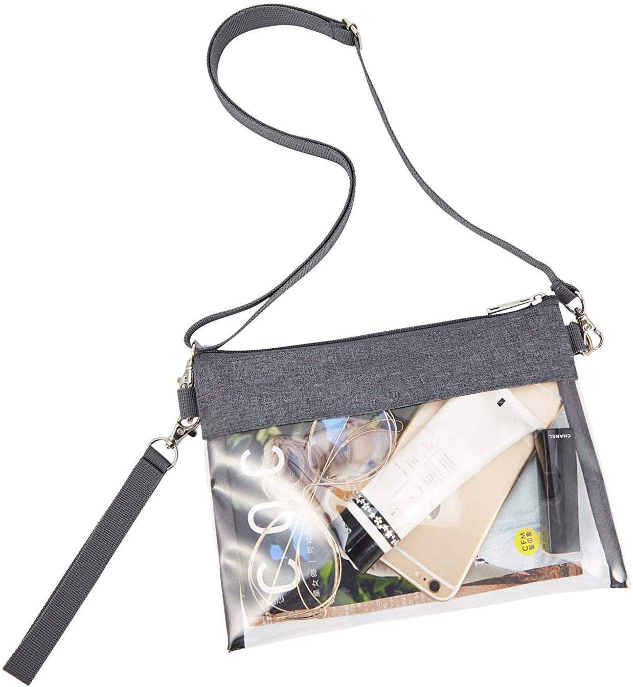 Price:$4.99    GreenPine Clear Crossbody Purse Bag - NFL,NCAA Stadium Approved Clear Tote Bag with Adjustable Shoulder Strap (Grey)  Clothing