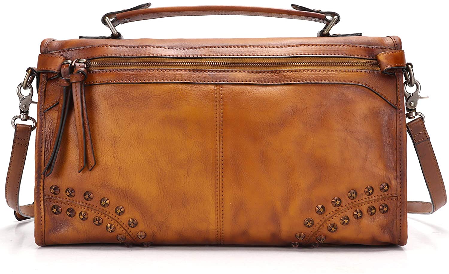 Price:$138.99    Fei Studio Womens Genuine Leather Shoulder Bags Ladies Handmade Colored Crossbody Bag Tote Handbag (Brown), Large  Clothing