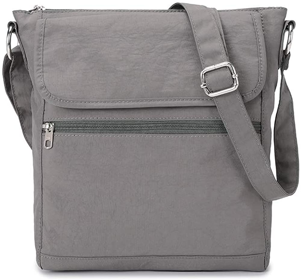 Price:$23.99 Plambag Crossbody Purse for Women with Anti Theft RFID Pocket Nylon Travel Shoulder Bag(Gray)  Handbags   