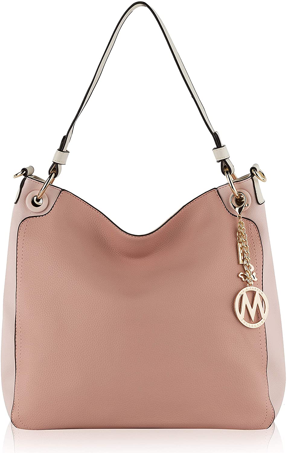 Price:$39.99    Mia K. Collection Hobo Crossbody Bag for Women Handbags and Purses – PU Leather Top Handle Satchel – Removable Shoulder Strap Light Pink  Clothing