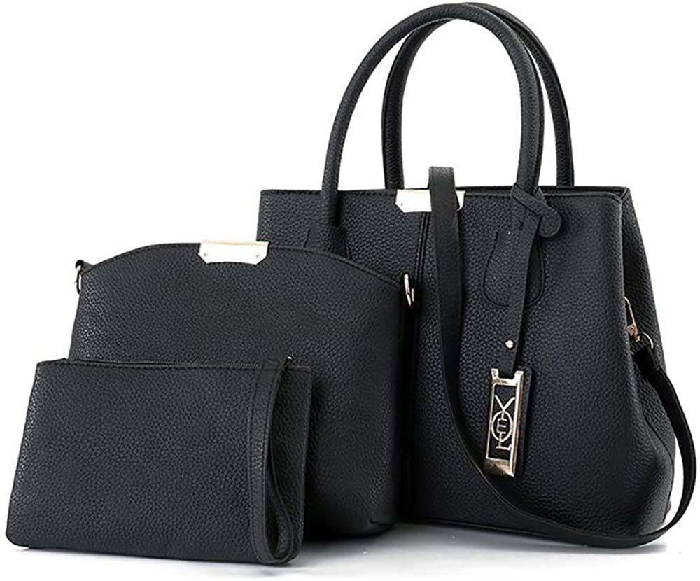 Price:$20.99    Women Handbags Set PU Leather Hobo Shoulder Bag Crossbody Bag Wallet Purse 3 Pcs Set, Black  Clothing