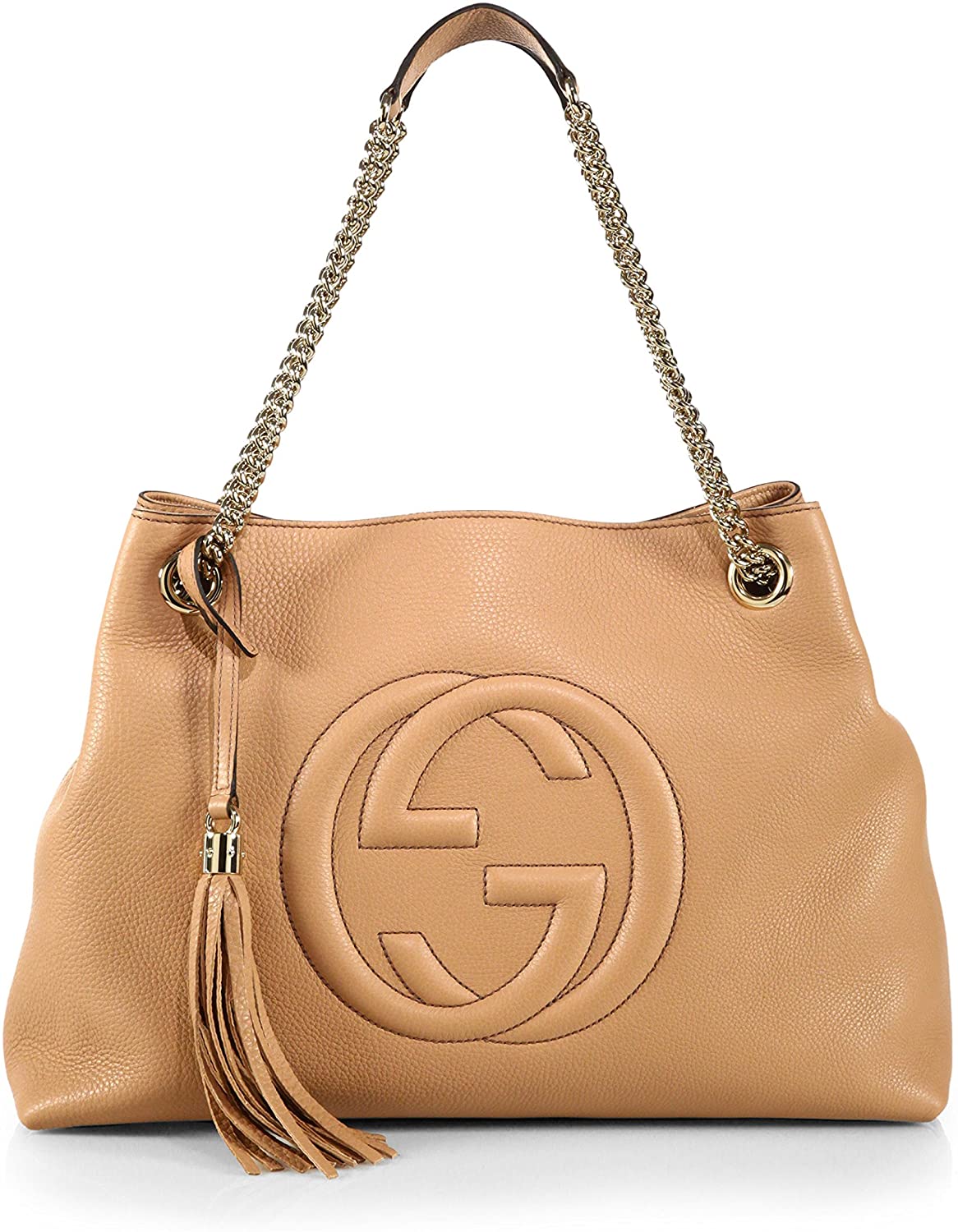 Price:$2999.99    Gucci Camelia Camel Pebbled Leather Soho Shoulder Hand Bag Tassel  Clothing