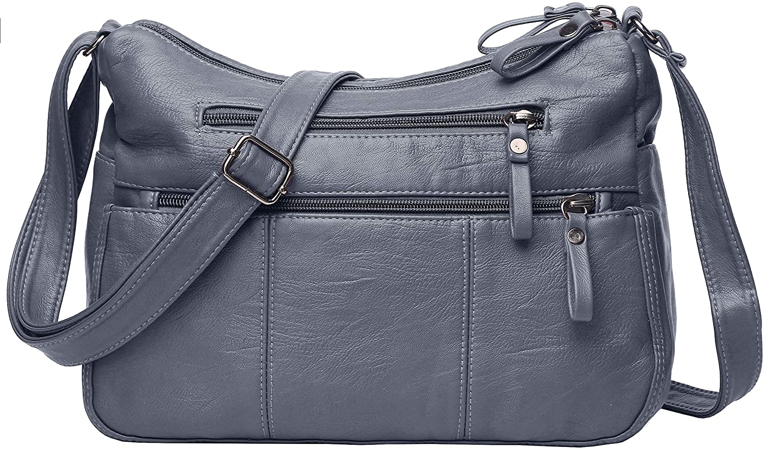 Price:$18.99 Women Crossbody Bag Pocketbooks Soft PU Leather Purses and Handbags Multi Pocket Shoulder Bag Messenger Bag (Gray-11.8")  Handbags   