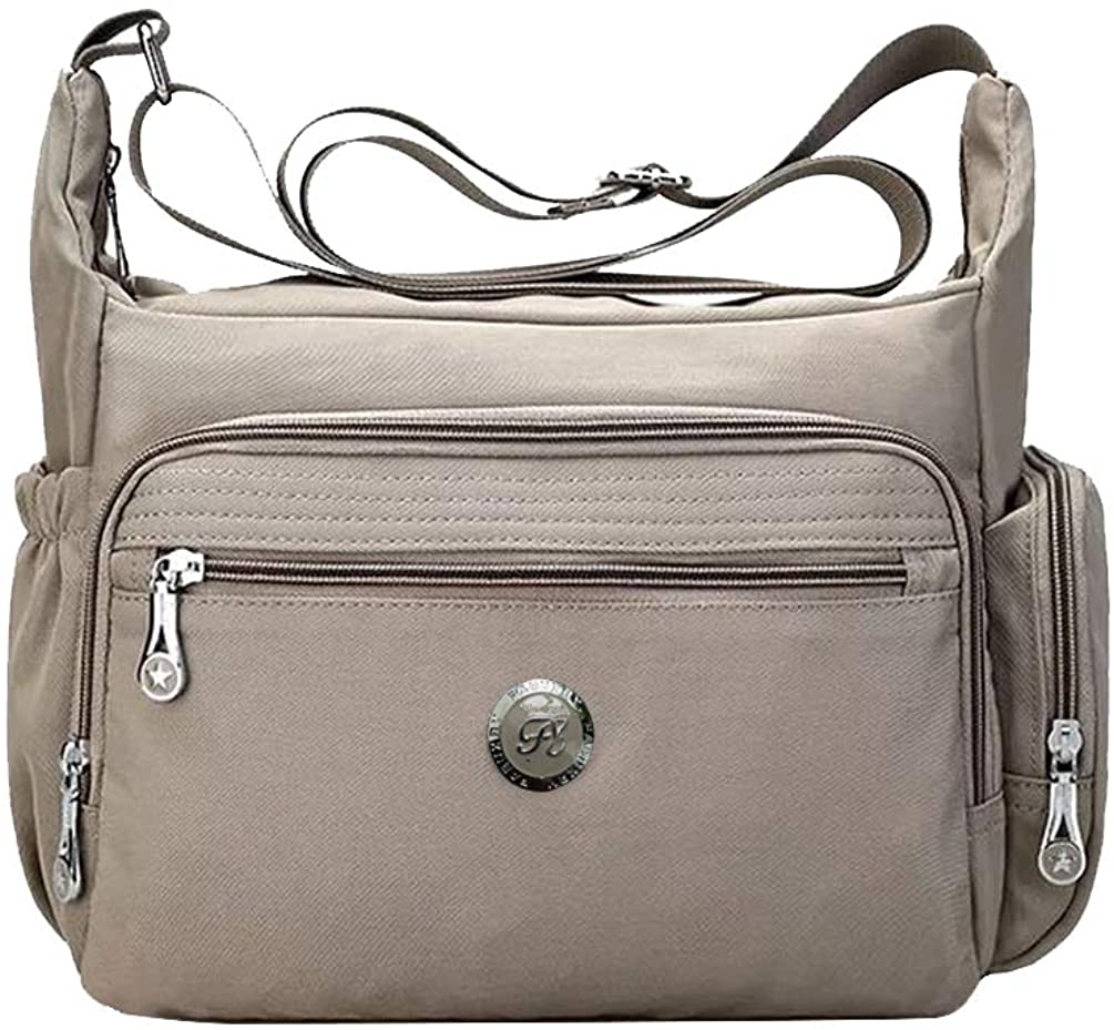 Price:$9.99 Fabuxry Crossbody Handbag for Women Organize Pack Shoulder Bag Messenger Purses (Khaki)  Handbags   