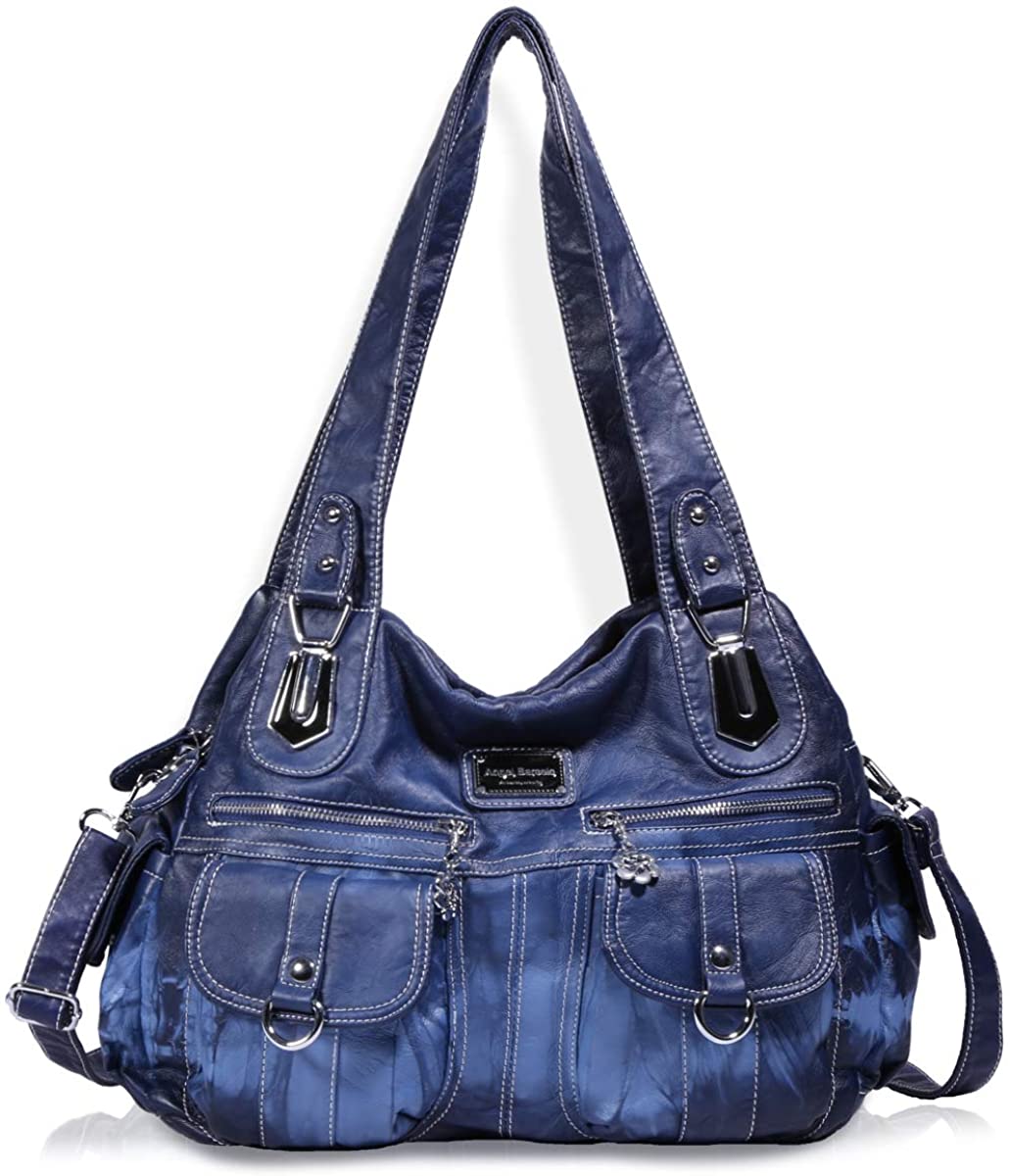 Price:$36.99    Angel Barcelo Womens Multifunctional Hobo Crossbody Shoulder Bag Zipper Handbags and Purses with Pocket for Girl Women Blue  Clothing