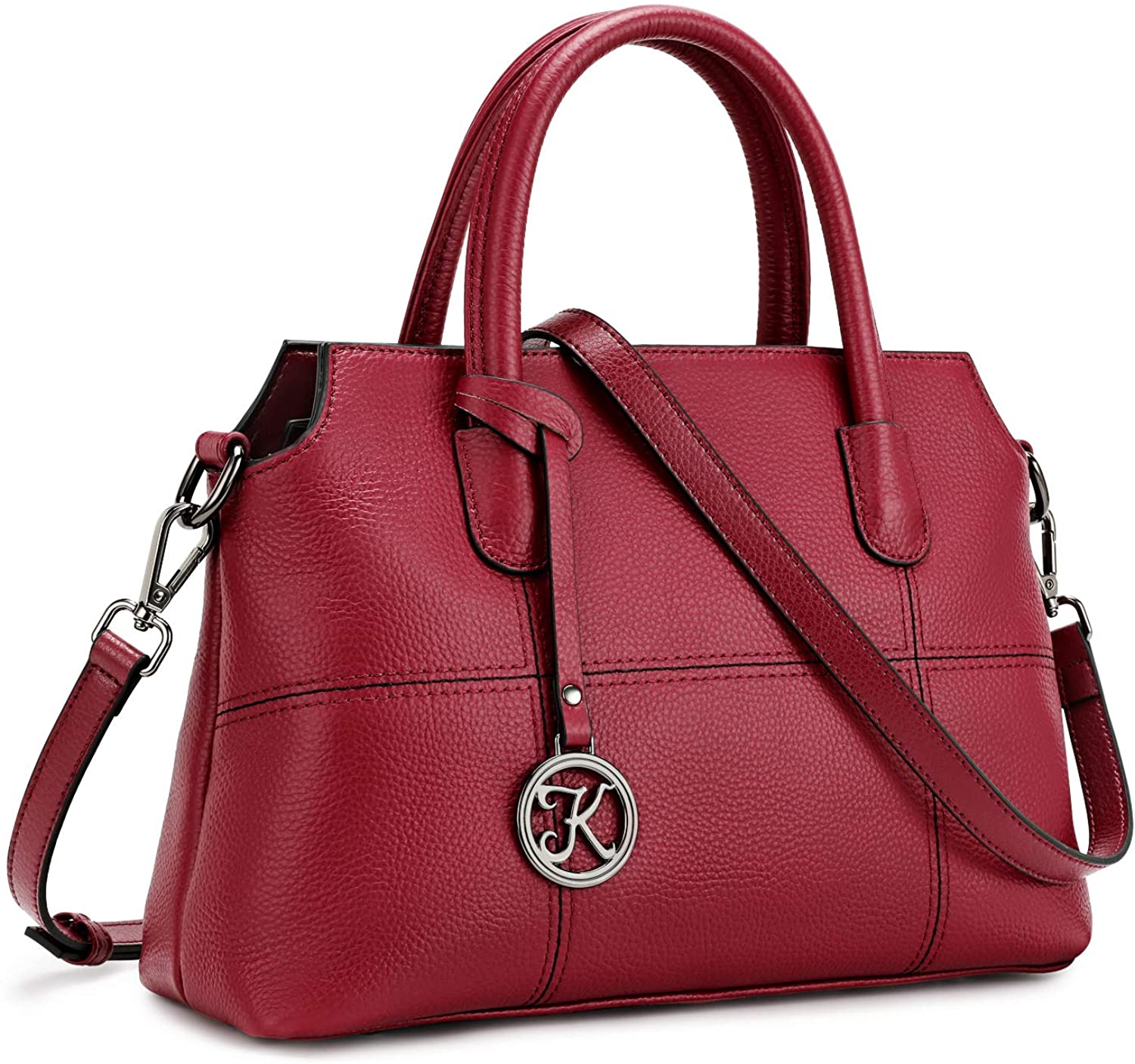 Price:$59.99    Kattee Genuine Leather Handbags for Women, Soft Hobo Satchel Shoulder Crossbody Bags Ladies Purses Red  Clothing