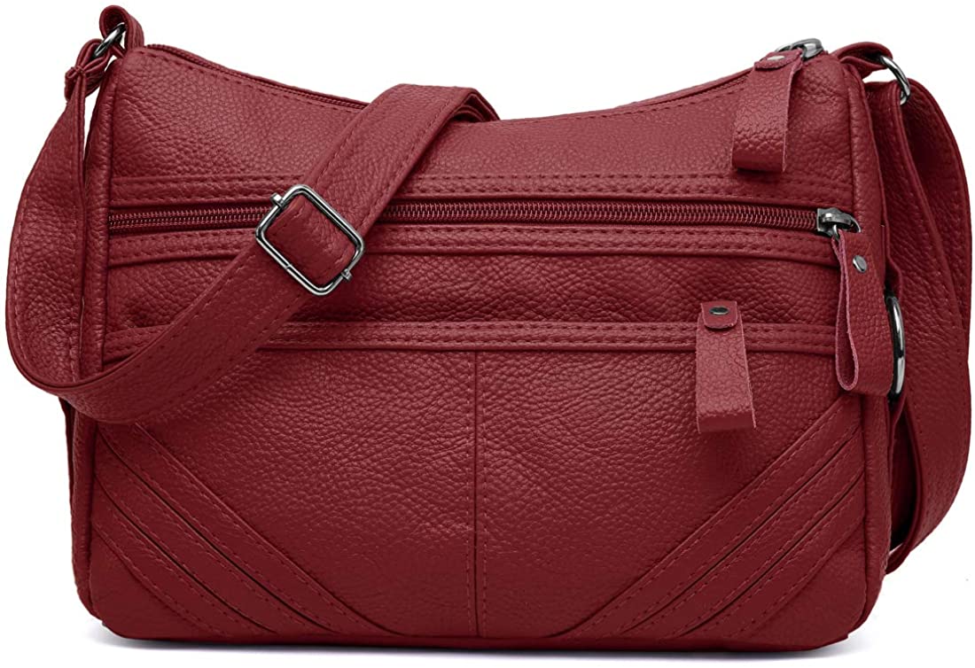 Price:$16.90 Women Crossbody Bag Pocketbooks Soft PU Leather Handbags Multi Pocket Lightweight Shoulder Purse  Handbags   