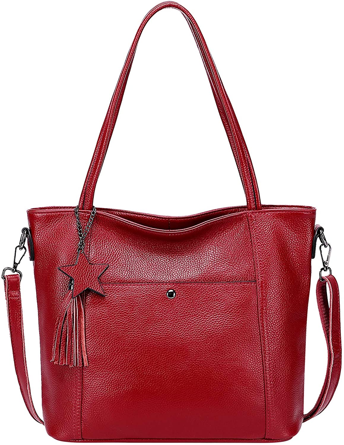 Price:$67.57    Handbags for Women Genuine Leather Shoulder Handbags Large Hobo Tote Bag By OVER EARTH(O105E Red Wine)  Clothing