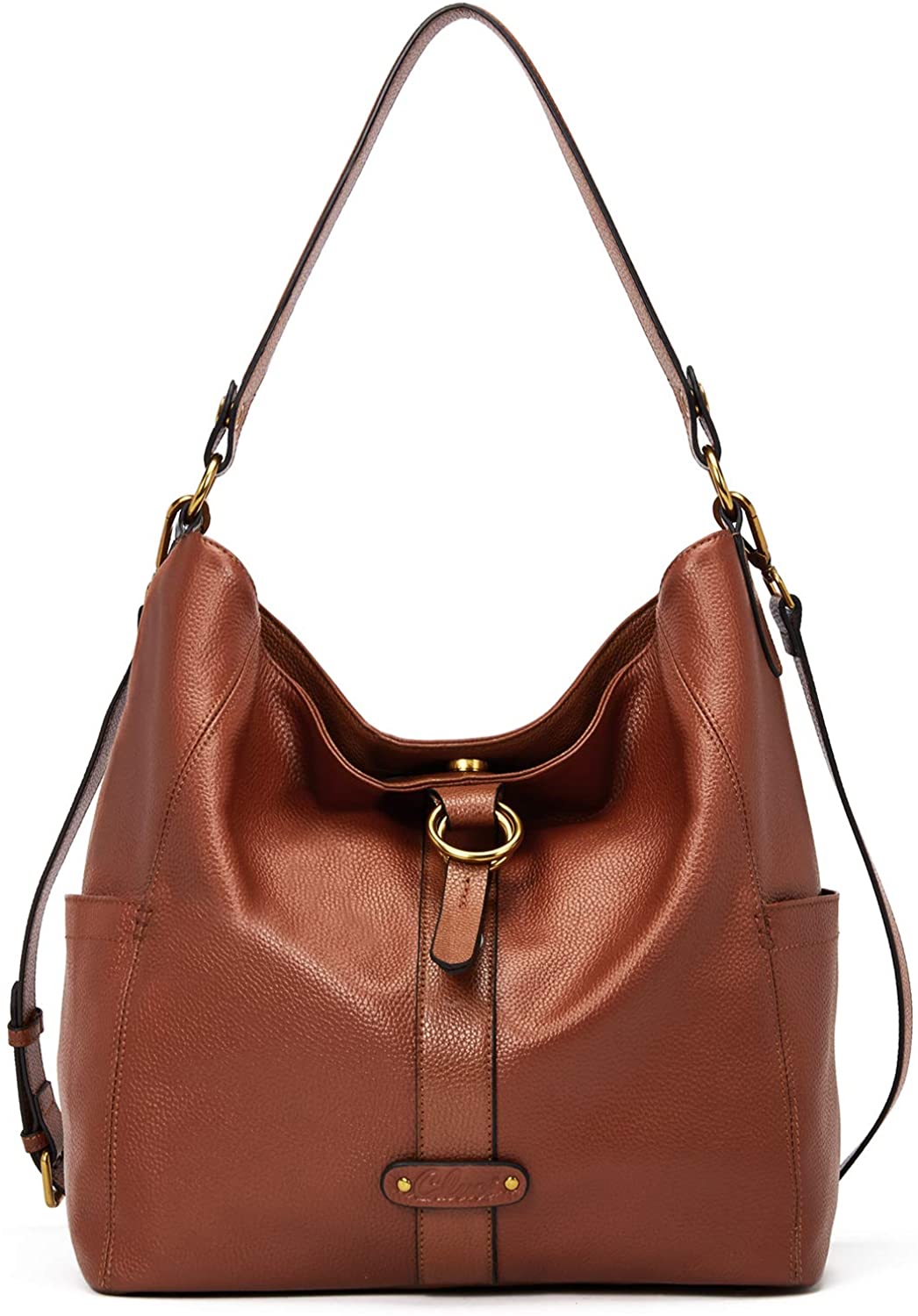 Price:$69.99    Handbags Purse for Women Designer Genuine Leather Large Ladies Tote Hobo Vintage Shoulder Bags Brown  Clothing