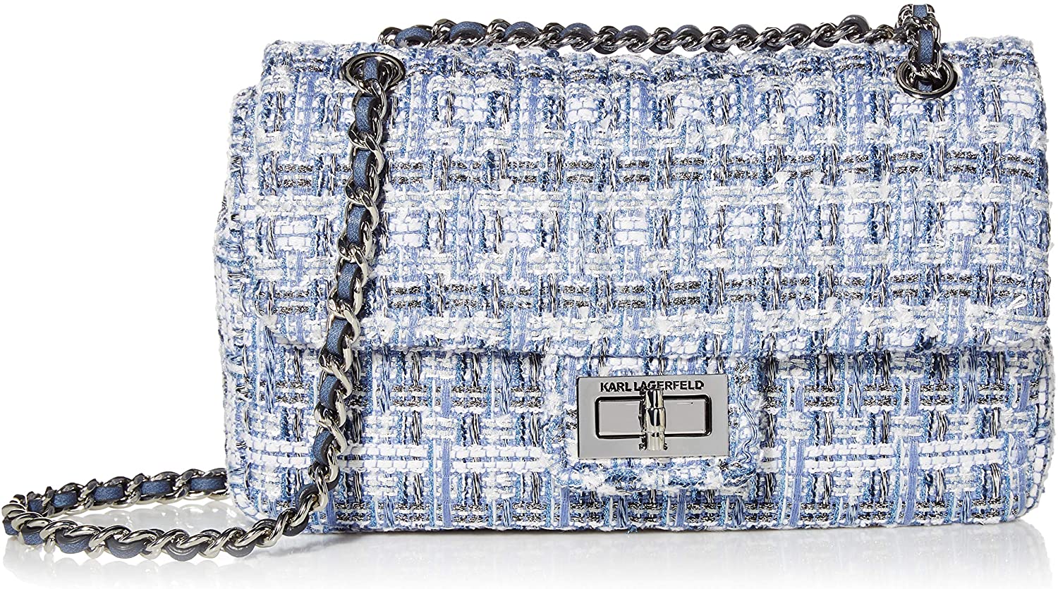 Price:$201.43 Karl Lagerfeld Paris Agyness Shoulder Bag, Blue Boucle  Handbags   