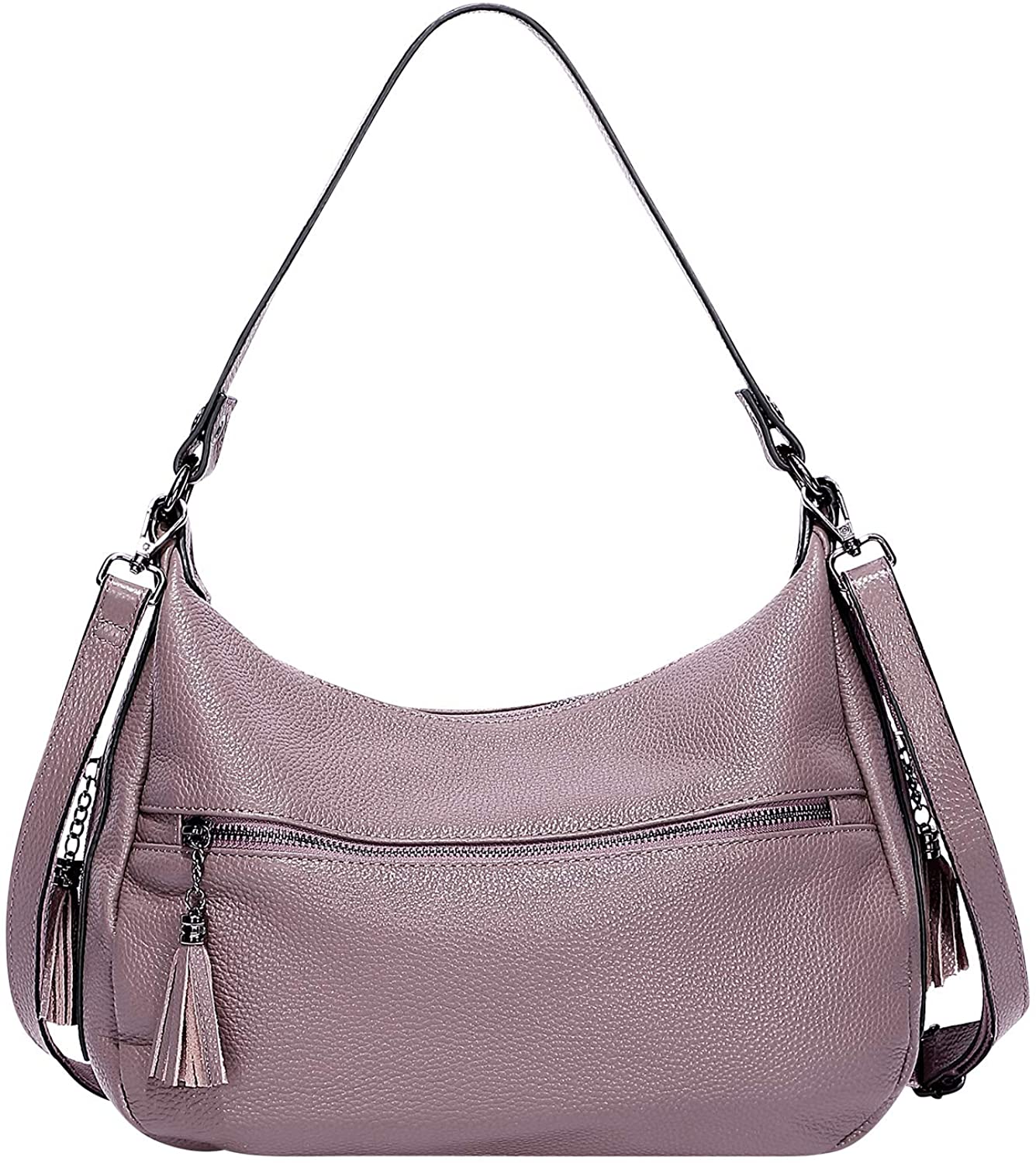 Price:$65.57    OVER EARTH Womens Handbags Soft Leather Hobo Shoulder Bag Ladies Crossbody Tote Purses with Tassel(O106E Dark Taro)  Clothing