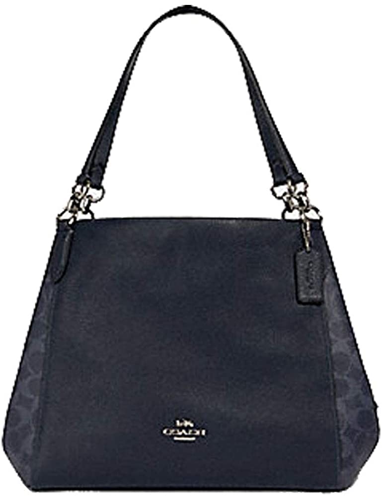 Price:$249.12 COACH WOMENS HALLIE SHOULDER BAG IN SIGNATURE CANVAS 91133 DENIM MIDNIGHT, Large  Handbags   