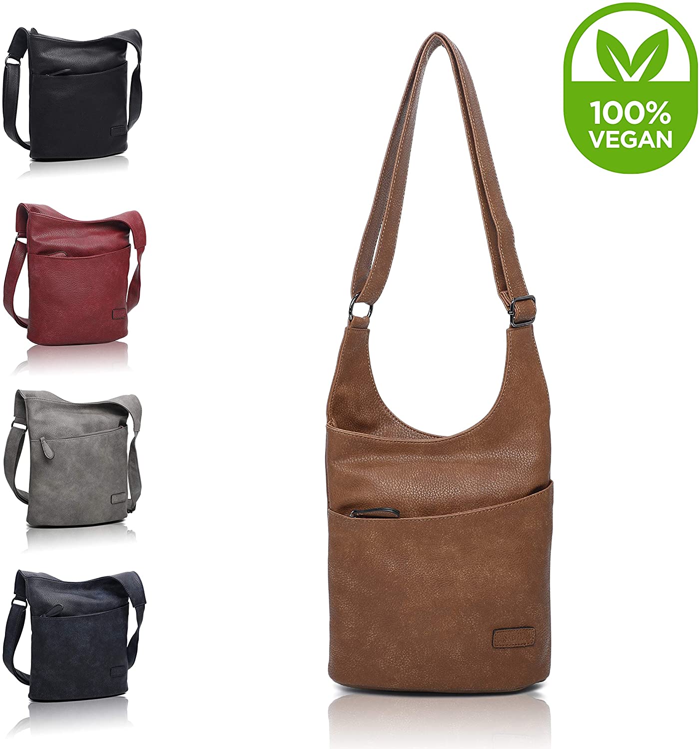Price:$34.97 Vegan Crossbody Purse for Women - Durable Side Messenger Handbags - Shoulder Bag Sustainable Vegan Leather (Chocolate)  Handbags   