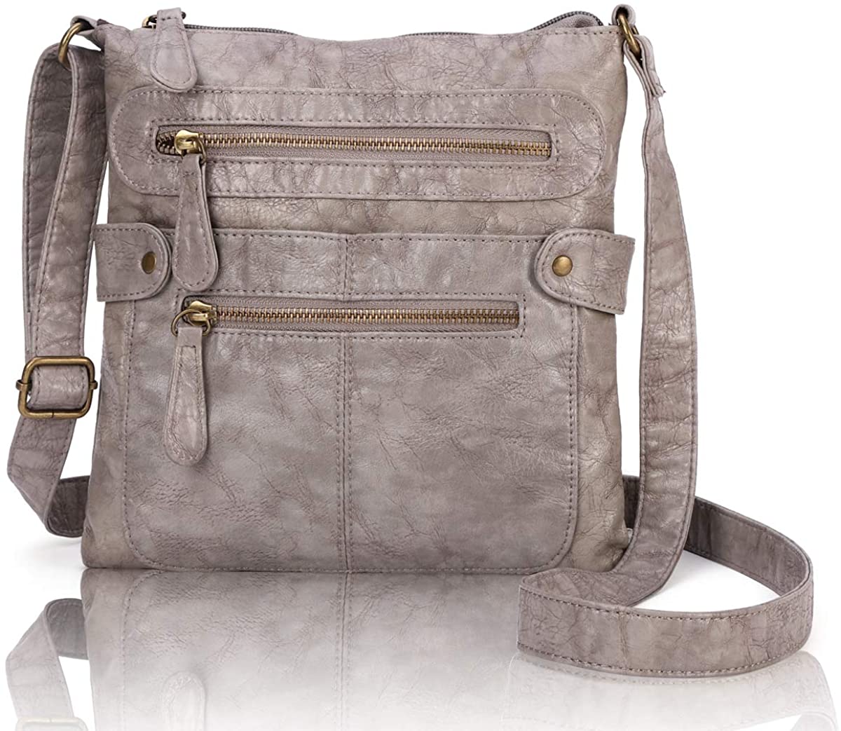 Price:$29.99 Angel Barcelo Crossover Purse and Handbags Crossbody Bags for Women, Ultra Soft Leather Neatpack Bag Shoulder Purses for Girl Grey  Handbags   