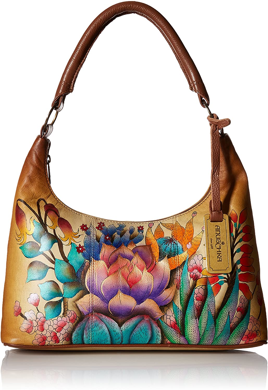 Price:$167.00    Anuschka Women's Genuine Leather Bag | Top Zip Hobo/Shoulder Bag | Desert Sunset  Clothing