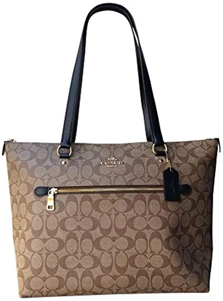 Price:$192.59    Coach Gallery Tote Shoulder Bag (Khaki/Black)  Clothing