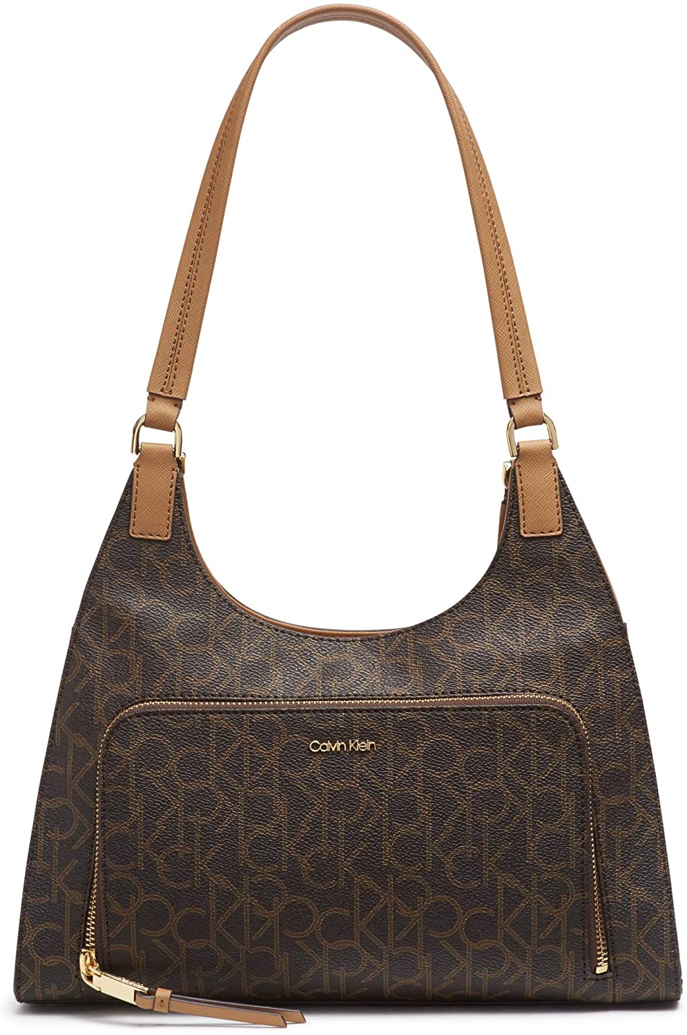 Price:$102.99    Calvin Klein Ava Signature Triple Compartment Hobo Shoulder Bag, BRN/KKI/CSHW  Clothing