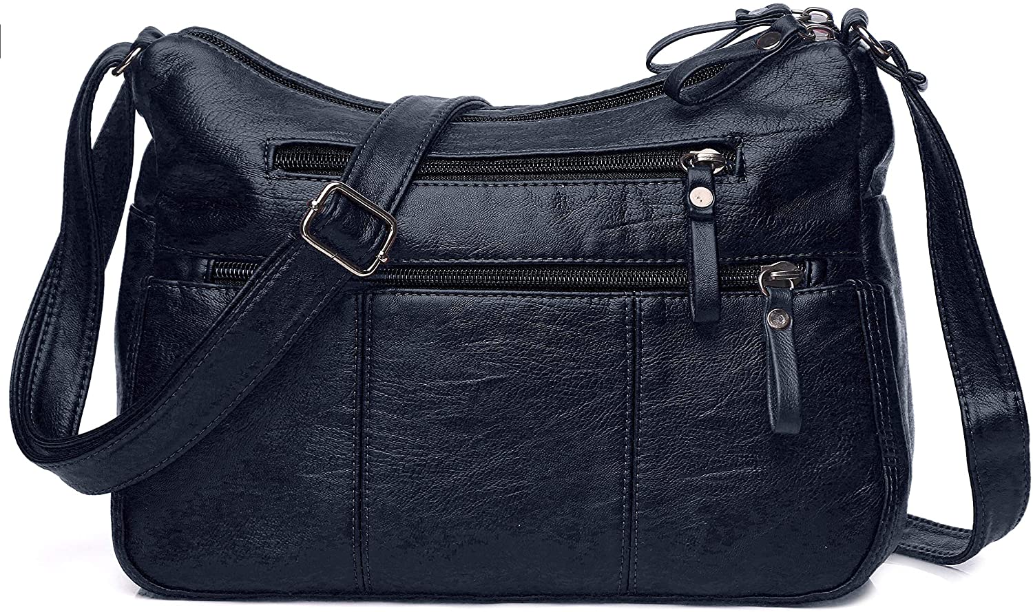 Price:$18.99 Volcanic Rock Women Crossbody Bag Pocketbooks Soft PU Leather Purses and Handbags Multi Pocket Shoulder Bag (Dark Blue-11.8")  Handbags   