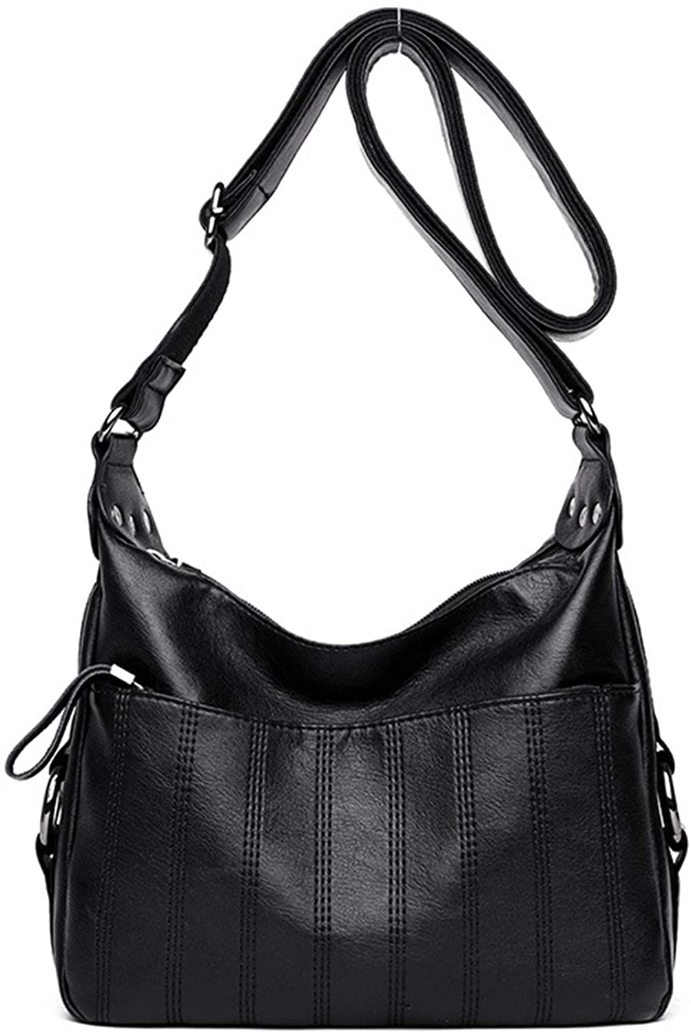Price:$28.99 Oichy Women Crossbody Bag Leather Shoulder Bag Ladies Purses and Handbag Lightweight Zipper Handbag (Black)  Handbags   