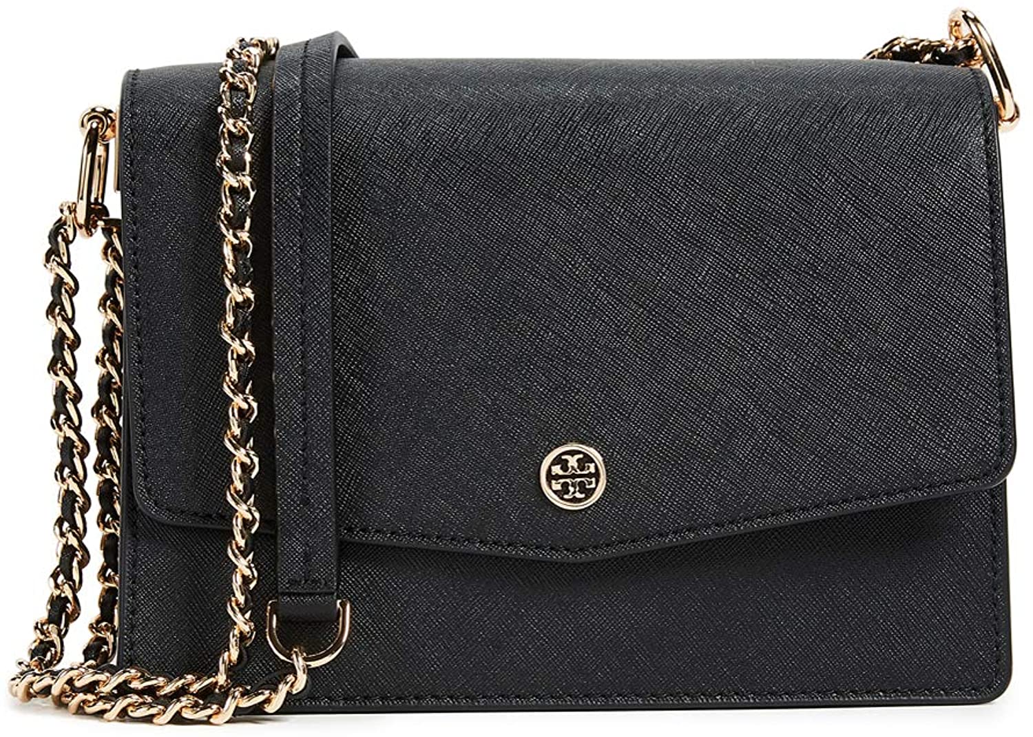 Price:$378.10 Tory Burch Women's Robinson Convertible Shoulder Bag, Black/Navy, One Size  Handbags   