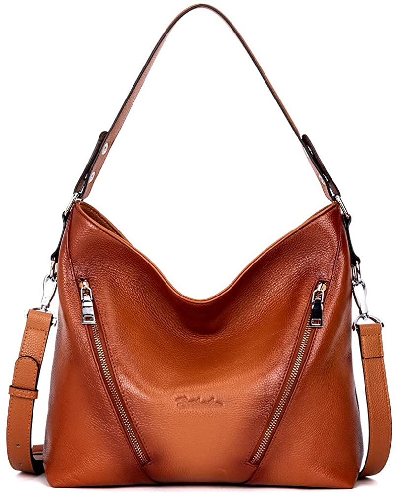Price:$69.99    BOSTANTEN Women Leather Handbag Designer Large Hobo Purses Shoulder Bags Brown  Clothing