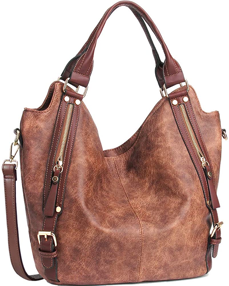Price:$33.99    JOYSON Women Handbags Hobo Shoulder Bags Tote PU Leather Handbags Fashion Large Capacity Bags Coffee  Clothing