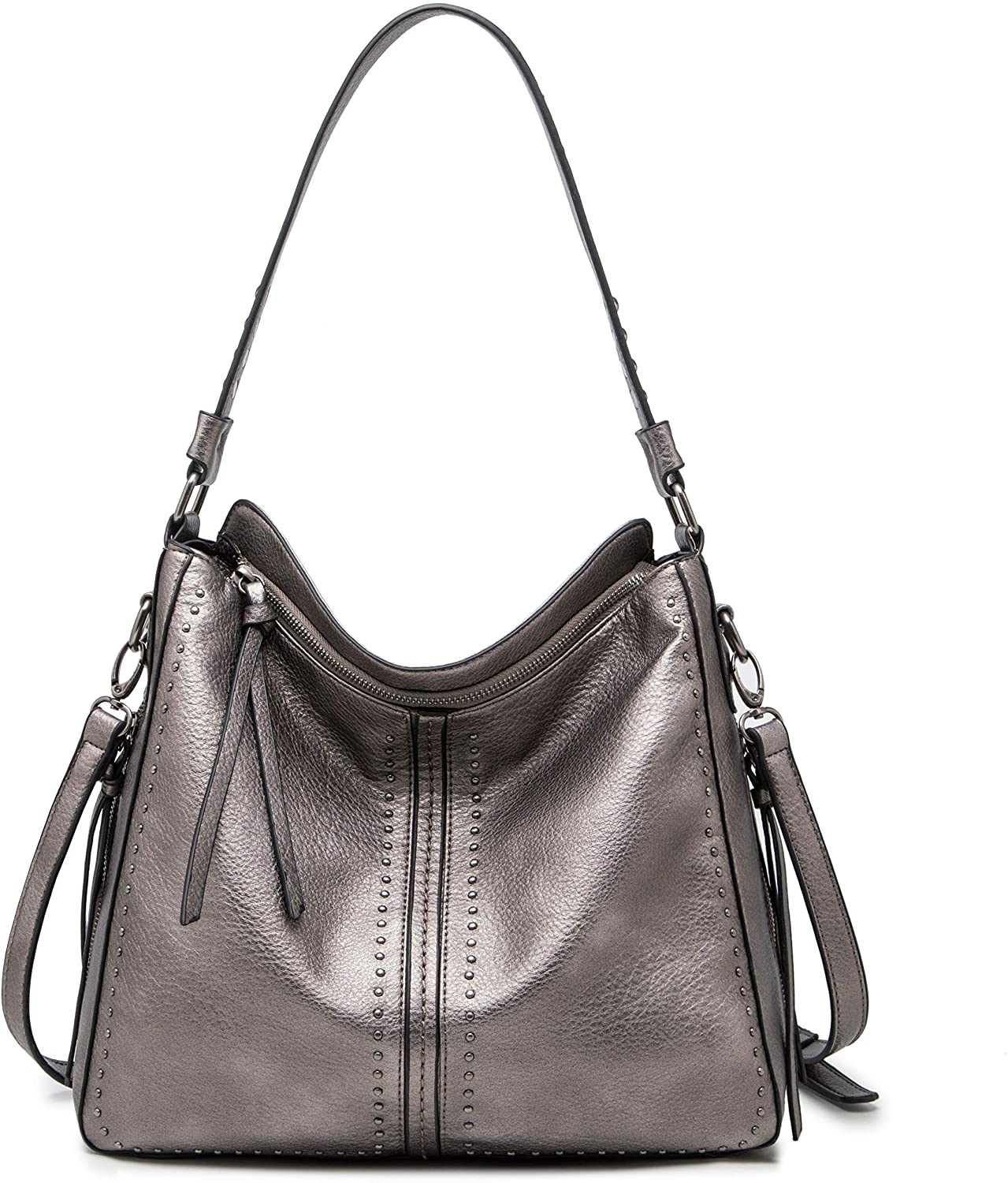 Price:$37.99    Montana West Large Leather Hobo Handbag for Women Concealed Carry Studded Shoulder Bag Crossbody Purse MWC-1001GP  Clothing