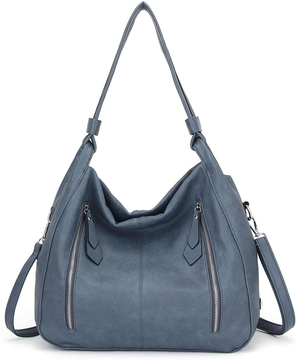 Price:$39.99    Women Handbags Shoulder Bags PU Leather Satchel Tote Bag Mutipocket Purse (K.EYRE#KL7215#U8388#635-GREY BLUE)  Clothing
