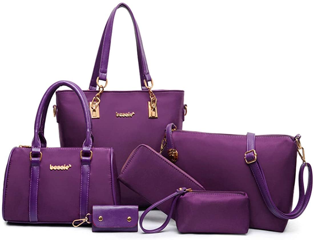 Price:$28.99    FiveloveTwo Womens Ladies 6 Pcs Handbag Set Hobo Top Handle Bag Totes Satchels Crossbody Shoulder Bags and Purse Clutch  Clothing