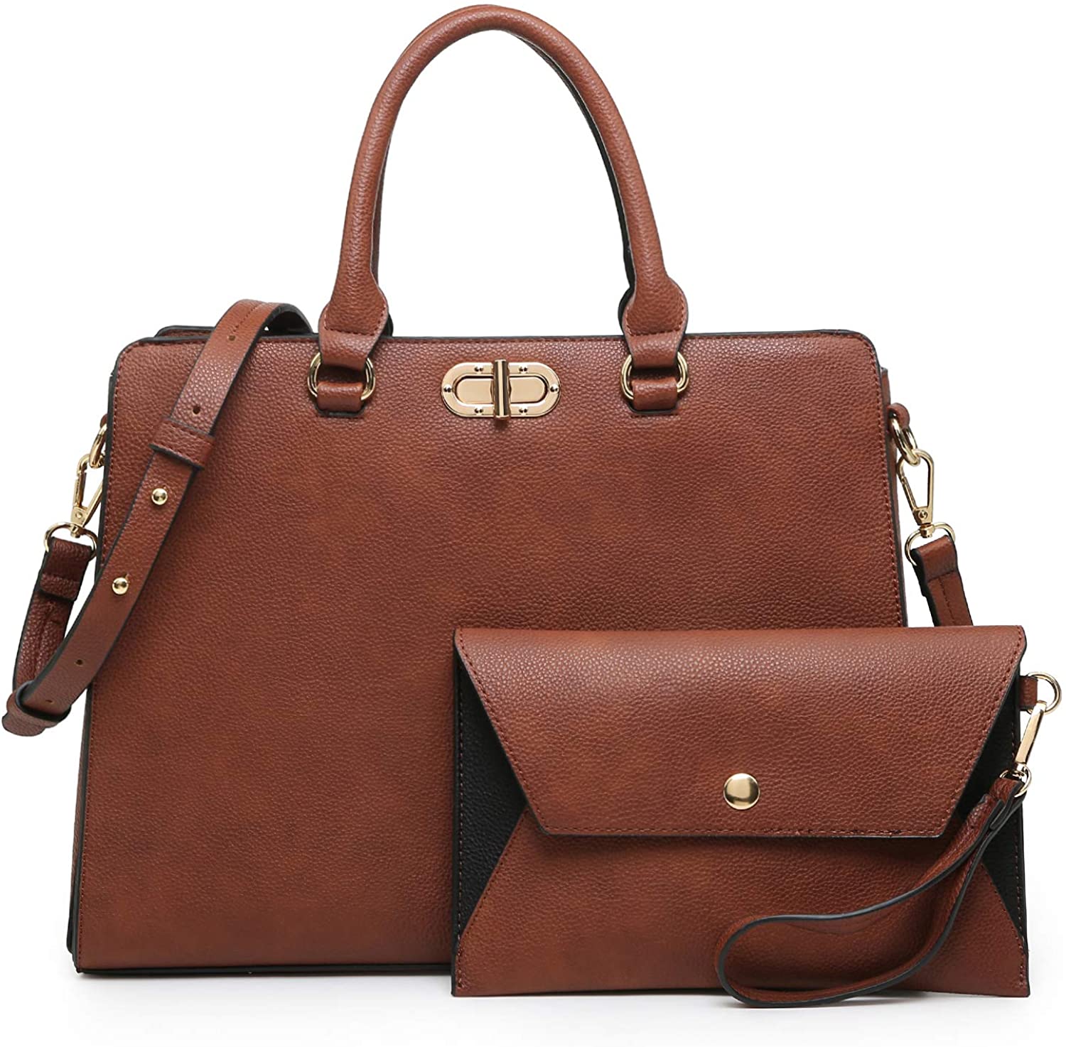 Price:$39.99    Dasein Women Handbags Satchel Purses Shoulder Bag Top Handle Work Tote for Lady with Matching Wristlet 2pcs Set (Peppled coffee)  Clothing