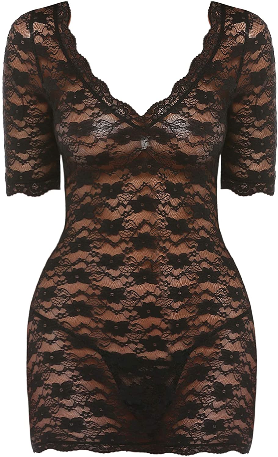 Price:$16.99 Lingerie for Women Lace Teddy Bodysuit Sexy Baby Doll Chemise Nightwear Sexy Outfits for Women Black at Amazon Women’s Clothing store