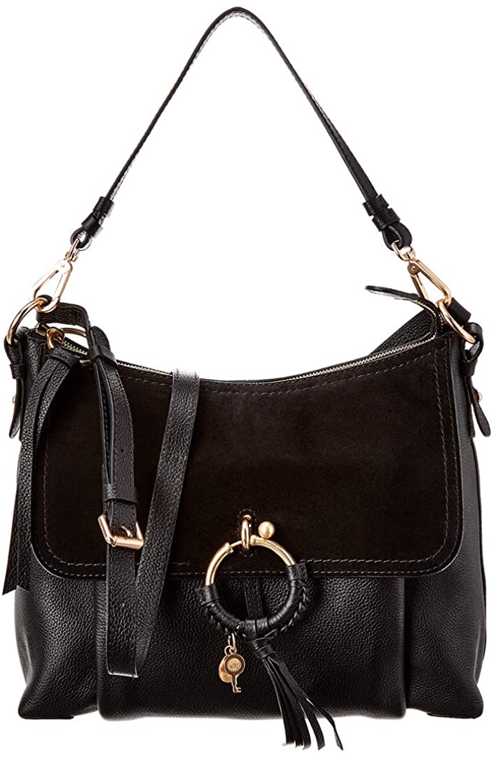 Price:$510.00    See by Chloe Medium Joan Suede & Leather Shoulder Bag Black One Size  Clothing