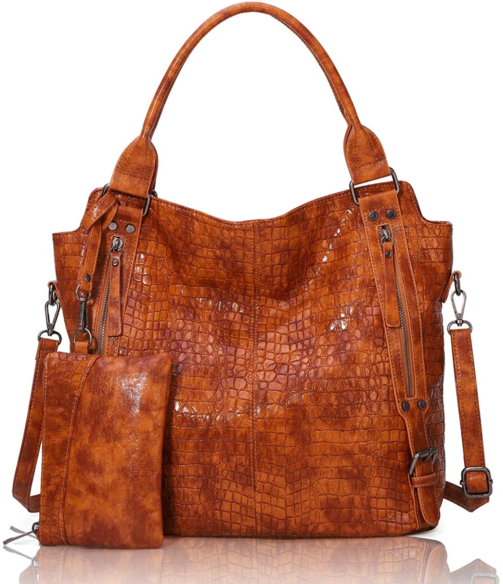 Price:$34.99    Angel Barcelo Women Tote Bag Handbags PU Leather Fashion Hobo Shoulder Bags with Adjustable Shoulder Strap Brown  Clothing