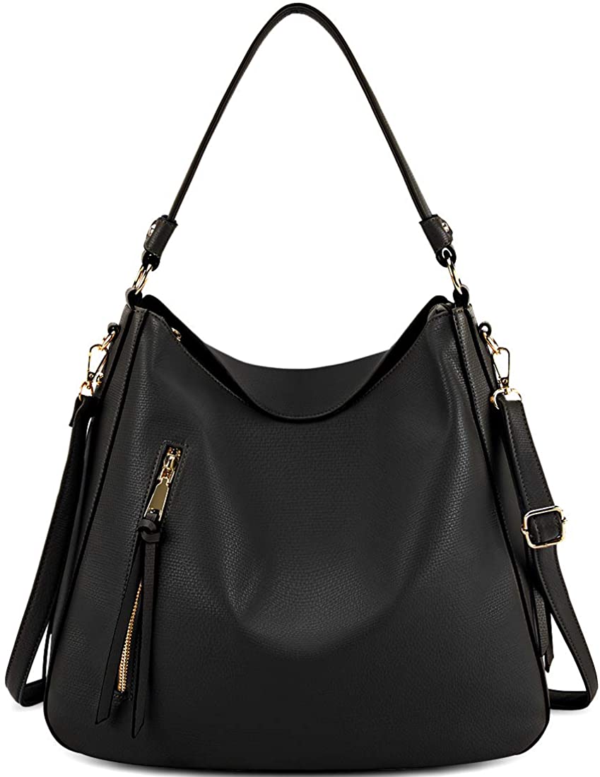 Price:$33.86    Hobo Handbags for Women Large Waterproof Leather Purses Ladies Tote Satchel Purse Shoulder Bag,Black  Clothing