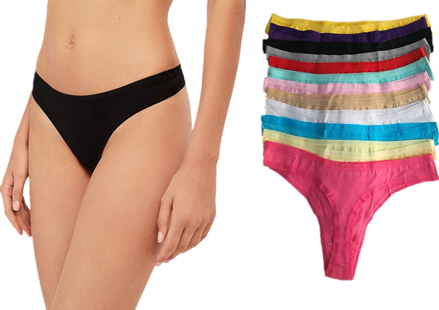 Price:$16.99    Zofirao 12 Pack Women's Panties Cotton Spandex Thongs Underwear G-Strings  Clothing
