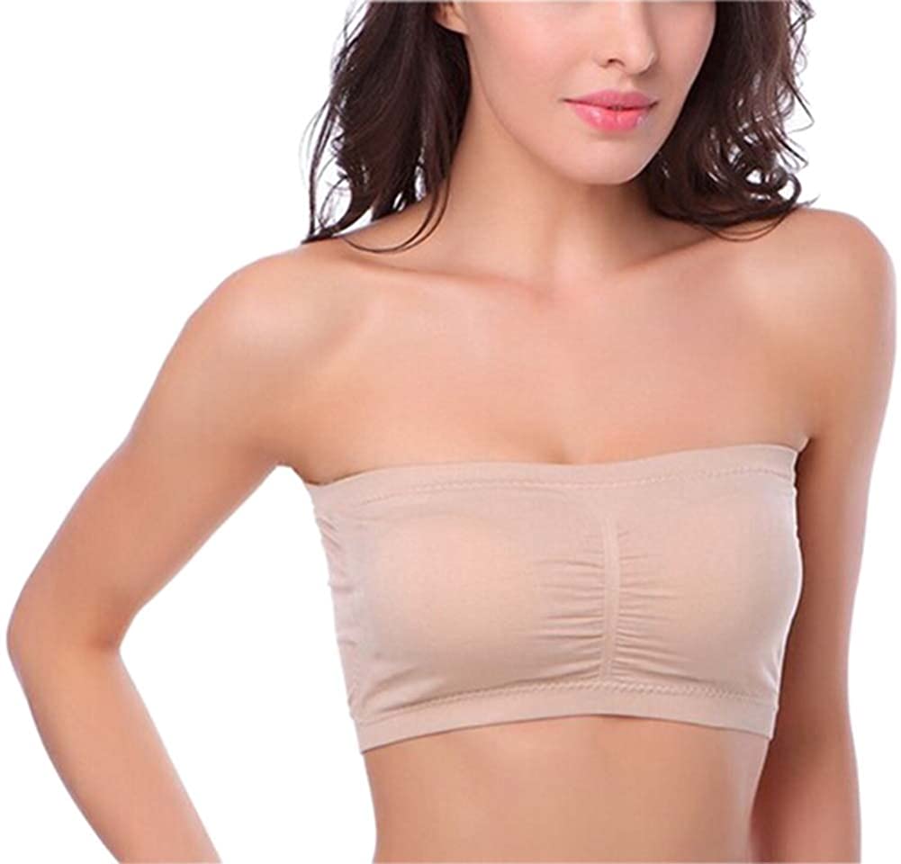 Price:$4.99 Hoerev Bra Tube Top Bandeau Style Removable Padding Bra Seamless Stretch at Amazon Women’s Clothing store