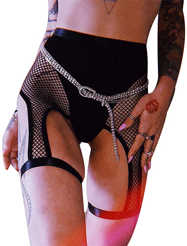 Price:$6.99 Bestwo Women Fishnet High Waisted Biker Shorts See Through Booty Shorts See Through Triangle Brief Clubwear at Amazon Women’s Clothing store