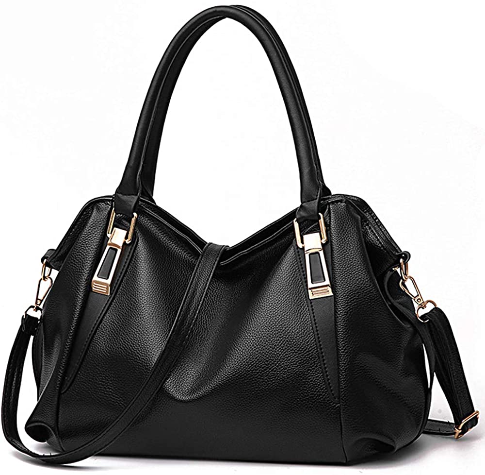 Price:$16.99    New Tote Handbag for Women Vegan Leather Shoulder Bag Hobo bag Satchel Purse for Girls School Work & Shopping (Black)  Clothing