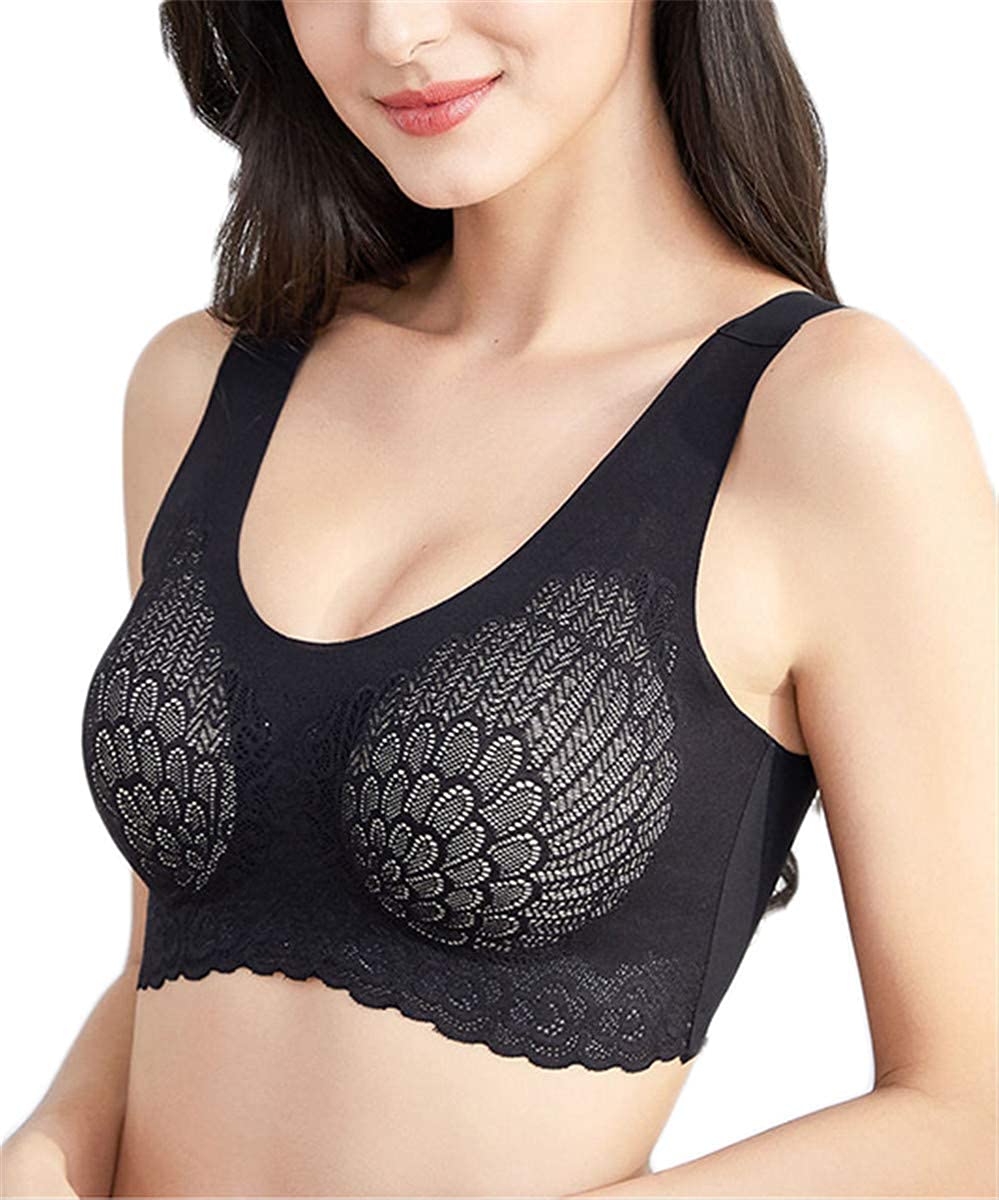 Price:$7.98 Women's Bra, Seemless Latex Sports Bra, 5D Wireless Contour Comfortable Lace Breathable Underwear for Sleeping Yoga Running at Amazon Women’s Clothing store