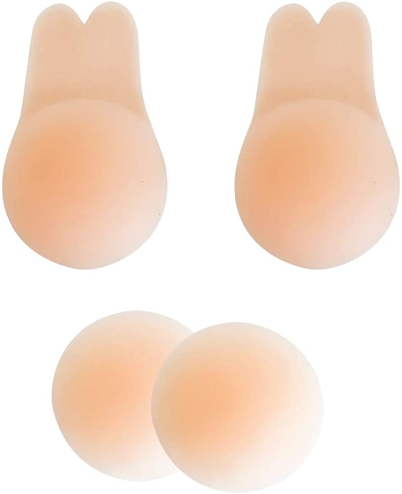 Price:$18.99 Lalamomo Reusable Sticky Bra - Sticky Silicone Nipple Covers for Women Cream at Amazon Women’s Clothing store