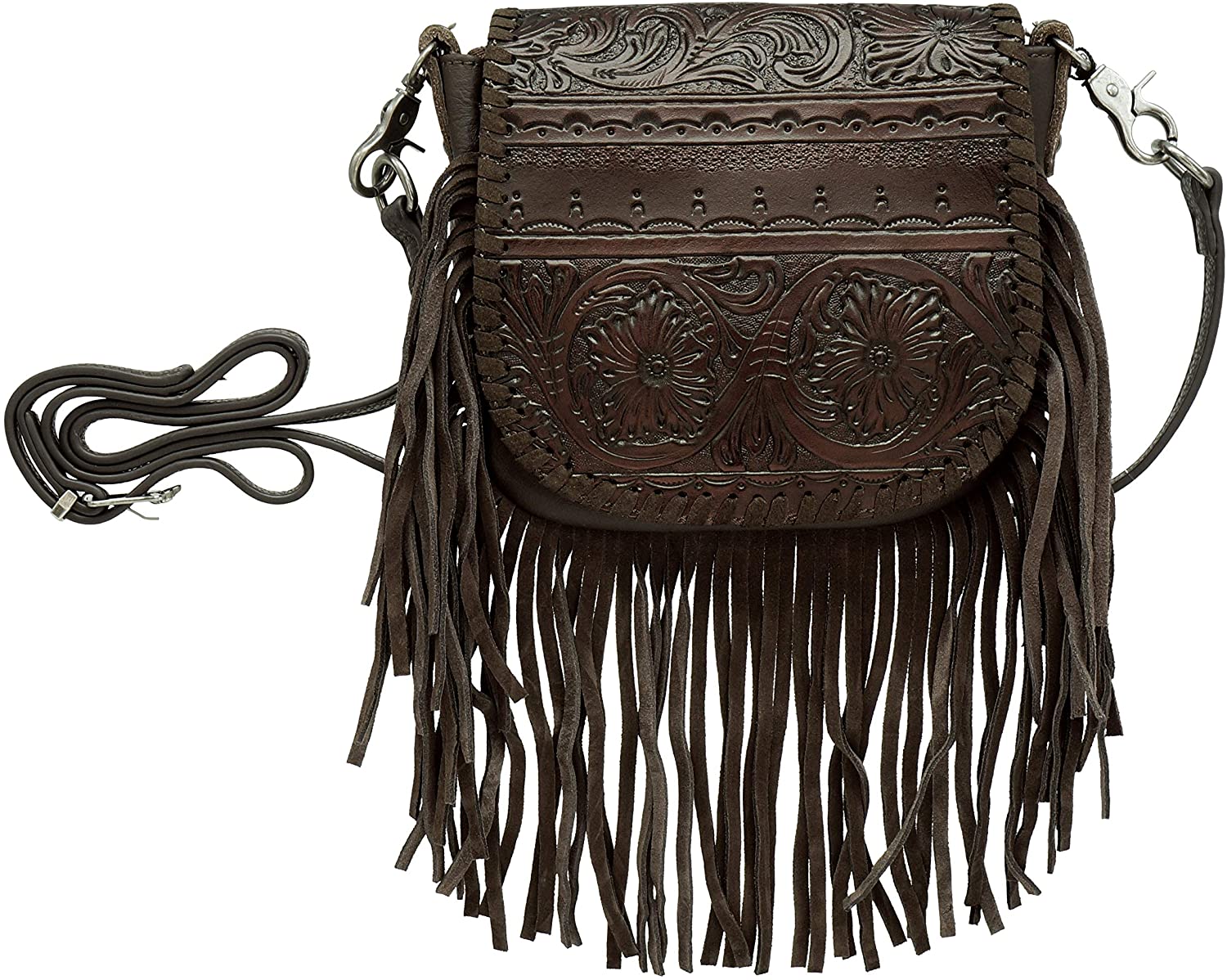 Price:$0.00 Montana West Genuine Leather Tooled Crossbody Purse For Women Western Handbag Cowgirl Shoulder Bag  Handbags   