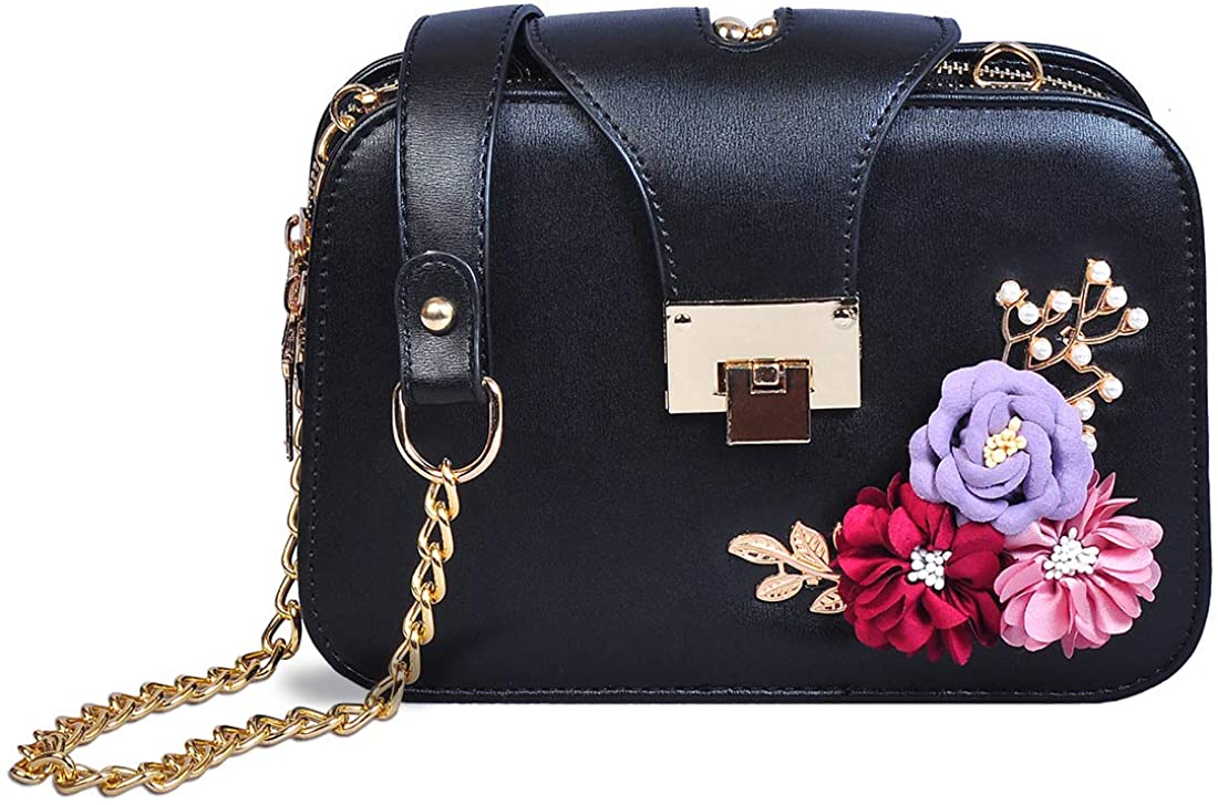 Price:$10.57 UIKKOT Crossbody Bags for Women Flower Clutch Purse and Handbags Soft Small Shoulder Bag with Chain Strap  Handbags   