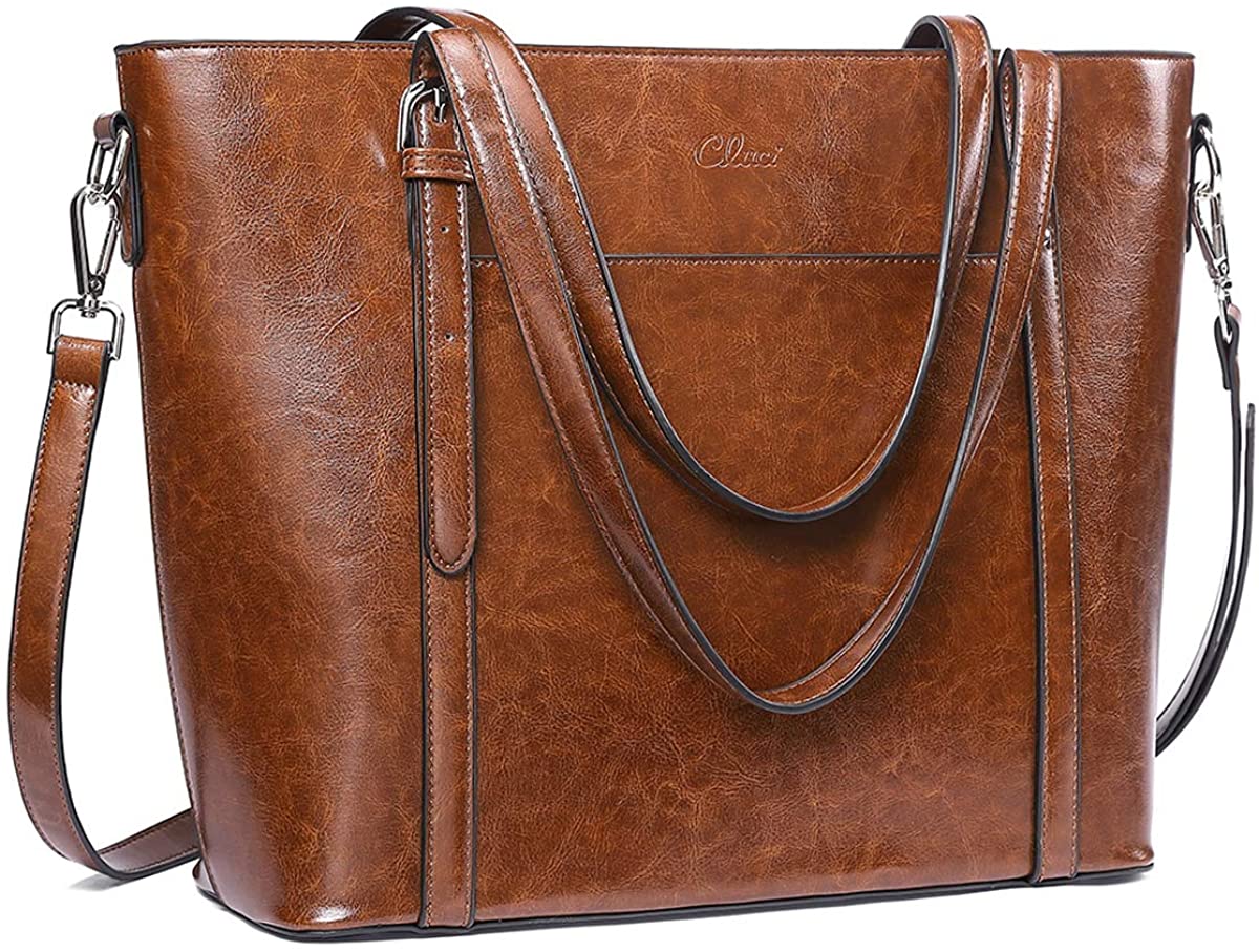 Price:$39.99    CLUCI Purses and Handbags for Women Oil Wax Leather Designer Vintage Large Tote Fashion Ladies Top Handle Shoulder Bag Coffee  Clothing