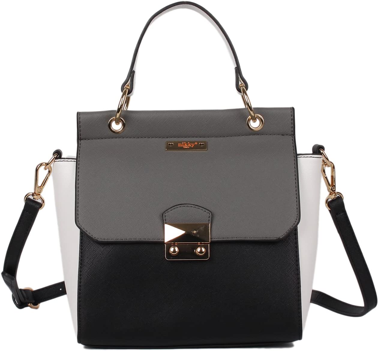 Price:$23.41    Nikky Women's Structured Two Tones [black] Satchel Handbag With Removable Shoulder Strap, One Size  Clothing
