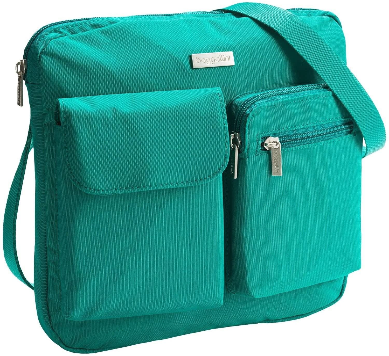 Price:$45.95    Baggallini CANYON BAGG Crinkle Nylon Crossbody Shoulder Bag TEAL Gray Interior  Clothing