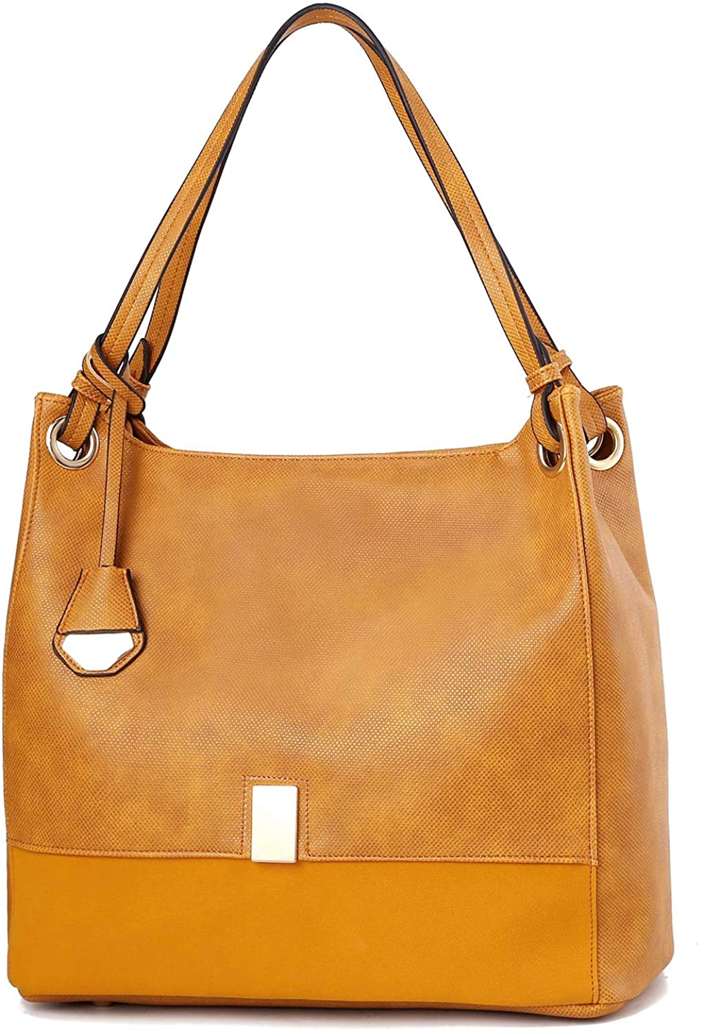 Price:$16.99    Womens Leather Tote Purse Yellow Fashion Vegan Leather Lightweight Satchel Handbag Ladies Medium Shoulder Bag  Clothing