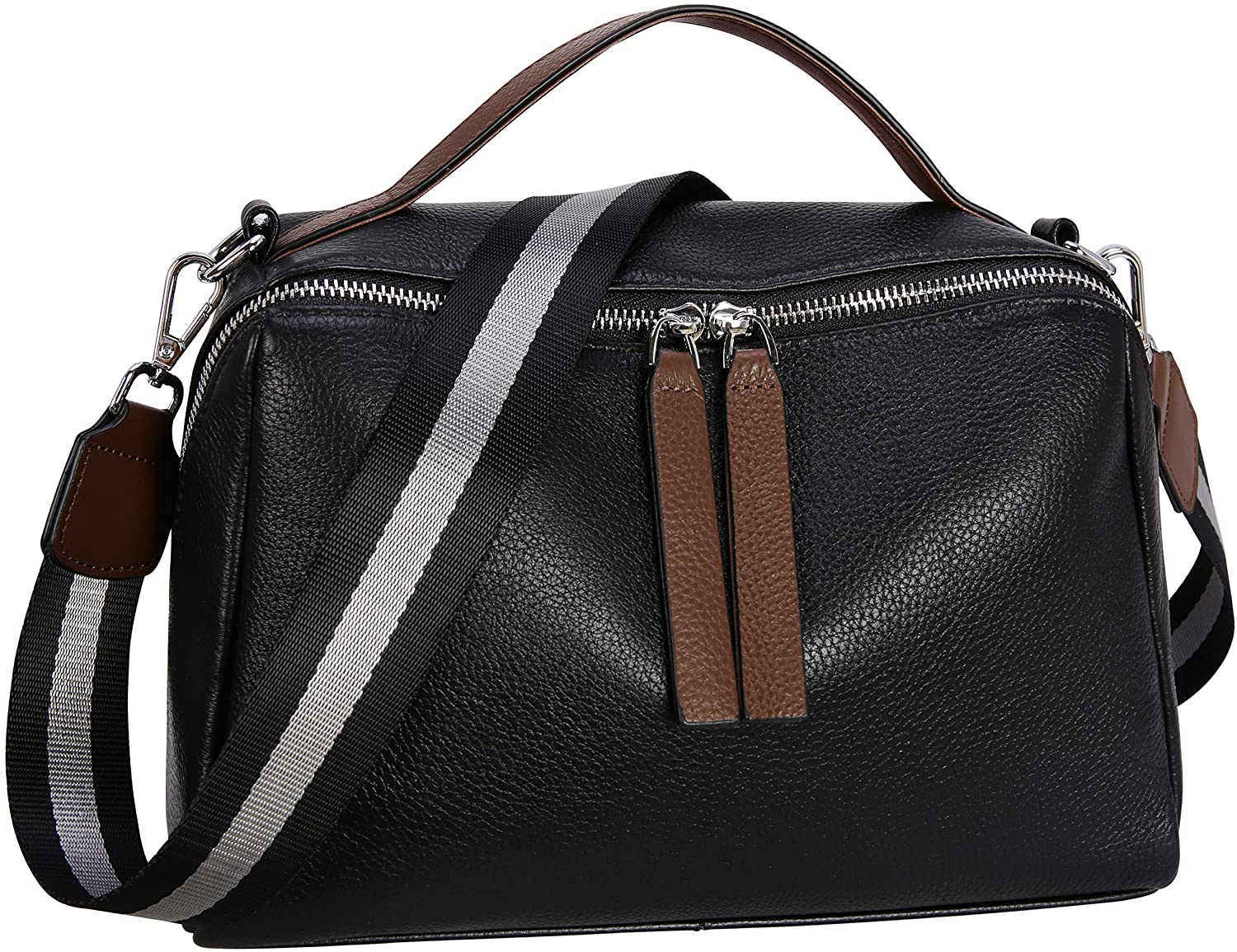 Price:$59.90    Iswee Fashion Women Tote Handbag Satchel Shoulder Bag Cross Body Shopping Bags Ladies Purse Genuine Leather (Black)  Clothing